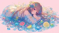 果実の海に浮かぶ花の少女