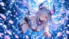 「少し綺麗なのが出来たので🌸」 光差し込む海で手を伸ばす悪魔娘