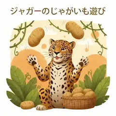 じゃがいもでお手玉するジャガーのニック