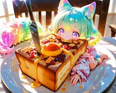 12枚）プリントーストを食べるケモ耳エルフさん