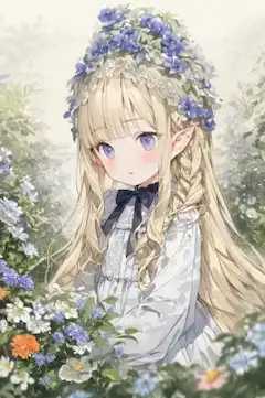 花冠のエルフ少女