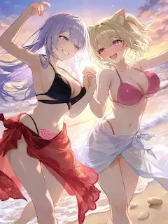 モア︎ ︎︎💕︎とチサラ︎ ︎︎💕︎のビーチ🏖でエンジョイ