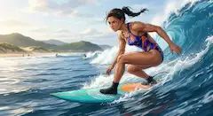 マリンソックス（海用”靴下”）を履いてマリンスポーツをする女性達。