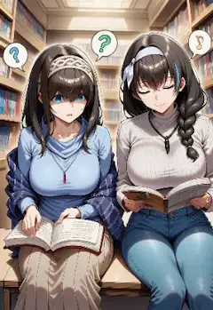 読書をするアイマスの鷺沢文香とNIKKEのメアリー