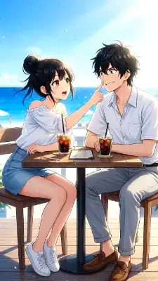 海辺のカフェで交わす微笑み