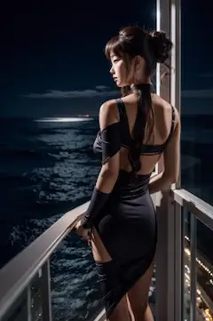 Look back with night view of ocean 2