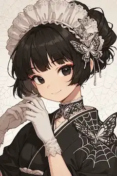 蝶と蜘蛛の黒髪メイド