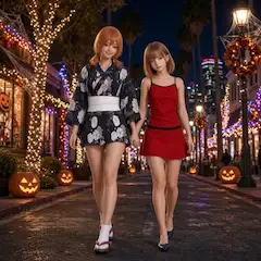 ハロウィン街の手つなぎ散歩