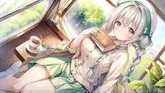 銀髪少女の窓辺読書と秘密の紅茶