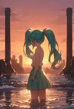 夕日に照らされた煙突の影