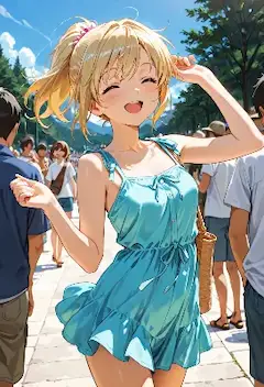 夏の公園で輝く笑顔の瞬間