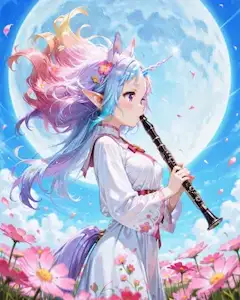 6枚）ユニコーン娘とクラリネット