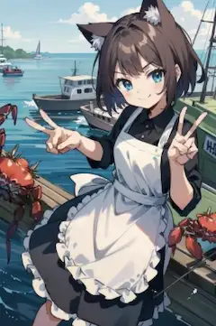 漁港のカニ猟師の娘の猫耳娘＋昭和ドヤァ＋おまけ