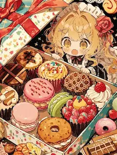 お菓子箱から飛び出すメイドのサプライズ。