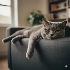 灰色猫の午後のくつろぎ