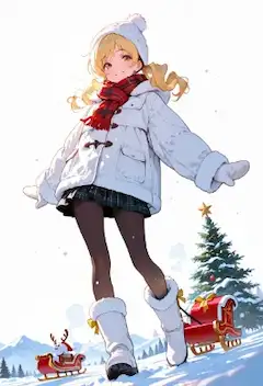 雪降る聖夜の少女と魔法のソリ