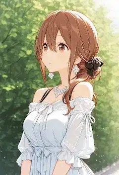 森の光に包まれた少女の微笑み