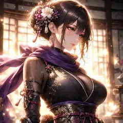 陽光に輝く紫の和装美