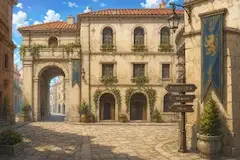 AIの餌を手描きした上で生成した画像　イタリア風の町
