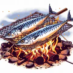 魚の網焼き