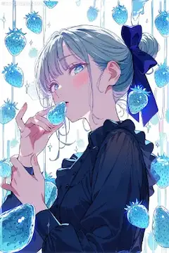 青い苺に魅せられて｜透明感あふれる美少女の幻想的ファンタジーアート