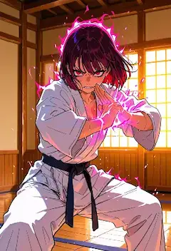 道場に燃え立つピンクの闘志