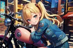 金髪バイク女子