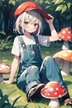 大きいキノコと赤帽子