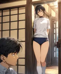 部屋でブルマ攻撃