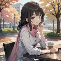 秋空の下でカフェ