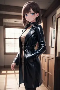 レザーコートのお姉さん