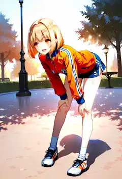 陸上少女の早朝トレーニング