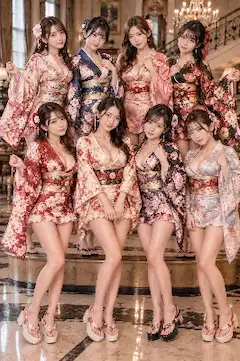 西洋館に集う、着物の華