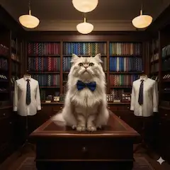 ネクタイ店の猫店長の秘密会議