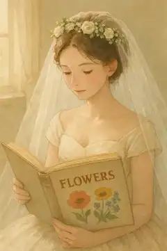花の本を読んでいる人