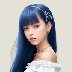 青髪のクールな視線