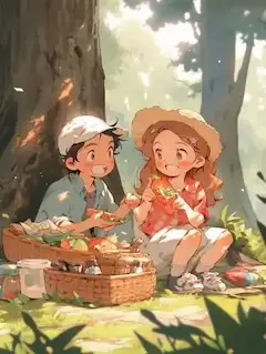 森でピクニック