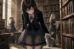 魔法学院の図書館で出会った子猫