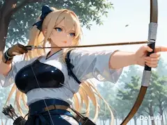 金髪碧眼の和弓の射手