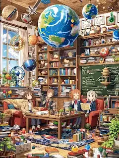 浮かぶ地球と少女たちの秘密基地