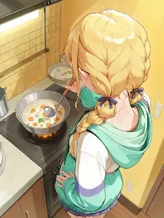 料理中の藤田