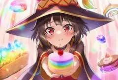 この素晴らしい世界に祝福を！めぐみんとカラフルケーキ画像