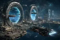 ある並行世界の架空風景２８『惑星ニドラスのある太陽系エリアの衛星都市群とその関連施設群』