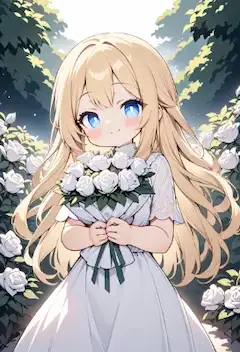 白いバラと少女