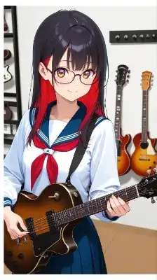 楽器店で試奏する学生