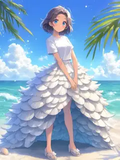 ホタテ貝のロングスカート