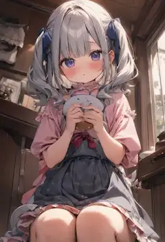 森の中のおうちでお留守番する女の子
