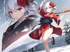 和服っ娘+雪＝かわいい