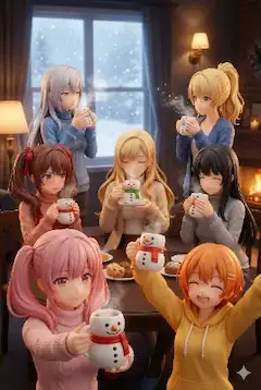 ホットチョコレート（おま好きガールズ×雪だるまマグ）