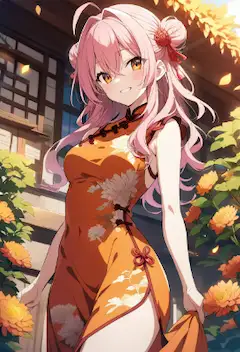 菊柄チャイナドレス